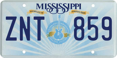 MS license plate ZNT859