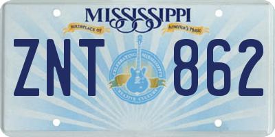 MS license plate ZNT862