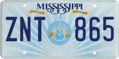 MS license plate ZNT865