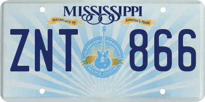 MS license plate ZNT866