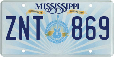 MS license plate ZNT869