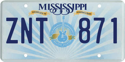 MS license plate ZNT871