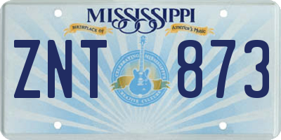 MS license plate ZNT873