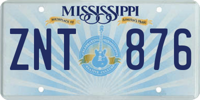 MS license plate ZNT876