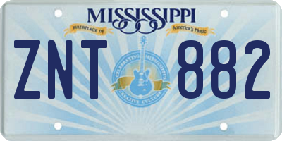 MS license plate ZNT882