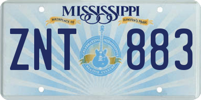 MS license plate ZNT883