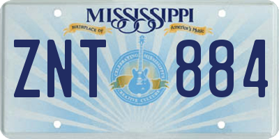 MS license plate ZNT884