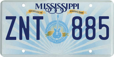 MS license plate ZNT885