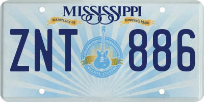 MS license plate ZNT886