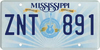 MS license plate ZNT891