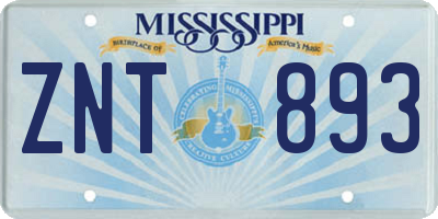 MS license plate ZNT893