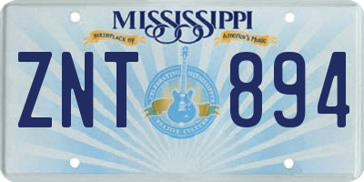MS license plate ZNT894