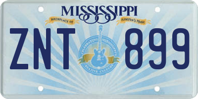MS license plate ZNT899