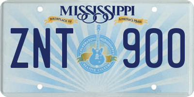 MS license plate ZNT900