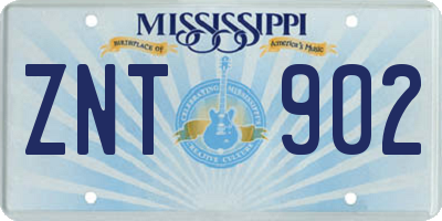 MS license plate ZNT902