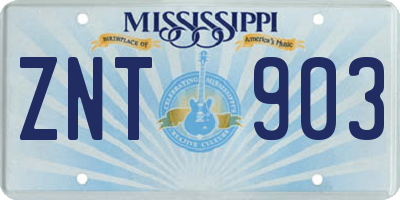 MS license plate ZNT903