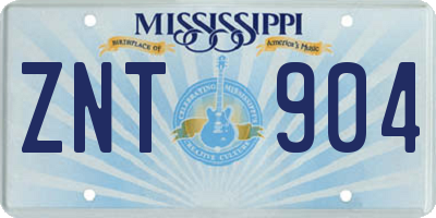 MS license plate ZNT904
