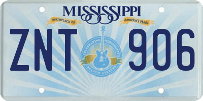MS license plate ZNT906