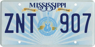 MS license plate ZNT907