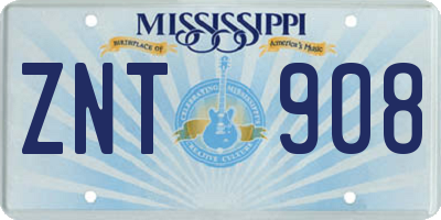 MS license plate ZNT908