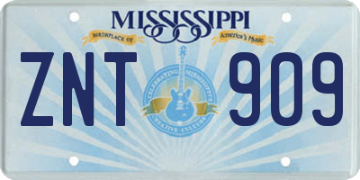 MS license plate ZNT909