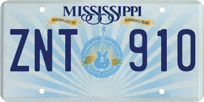 MS license plate ZNT910