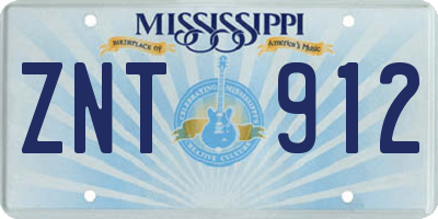 MS license plate ZNT912