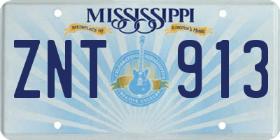 MS license plate ZNT913