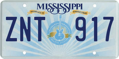 MS license plate ZNT917