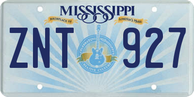 MS license plate ZNT927