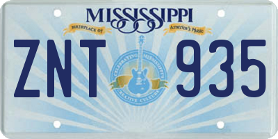 MS license plate ZNT935