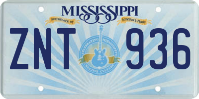 MS license plate ZNT936