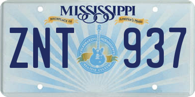 MS license plate ZNT937