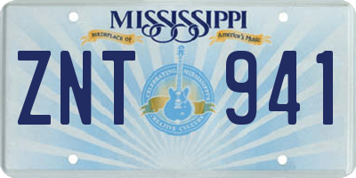 MS license plate ZNT941