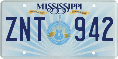 MS license plate ZNT942