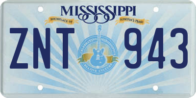 MS license plate ZNT943