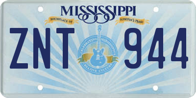 MS license plate ZNT944