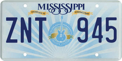 MS license plate ZNT945