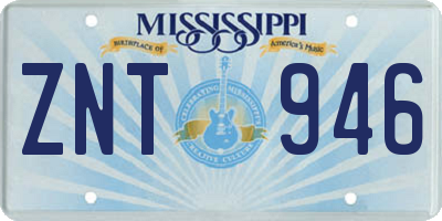 MS license plate ZNT946