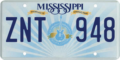 MS license plate ZNT948