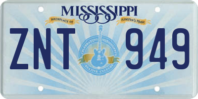 MS license plate ZNT949