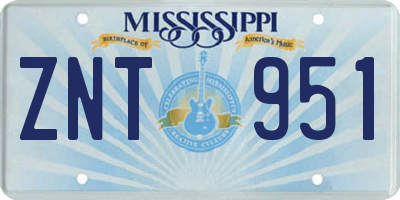 MS license plate ZNT951