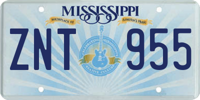 MS license plate ZNT955