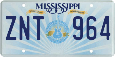 MS license plate ZNT964