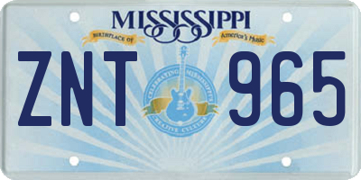 MS license plate ZNT965