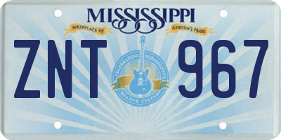 MS license plate ZNT967