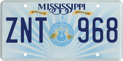 MS license plate ZNT968