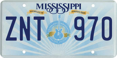 MS license plate ZNT970