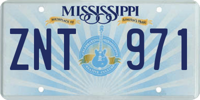 MS license plate ZNT971