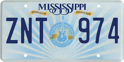 MS license plate ZNT974